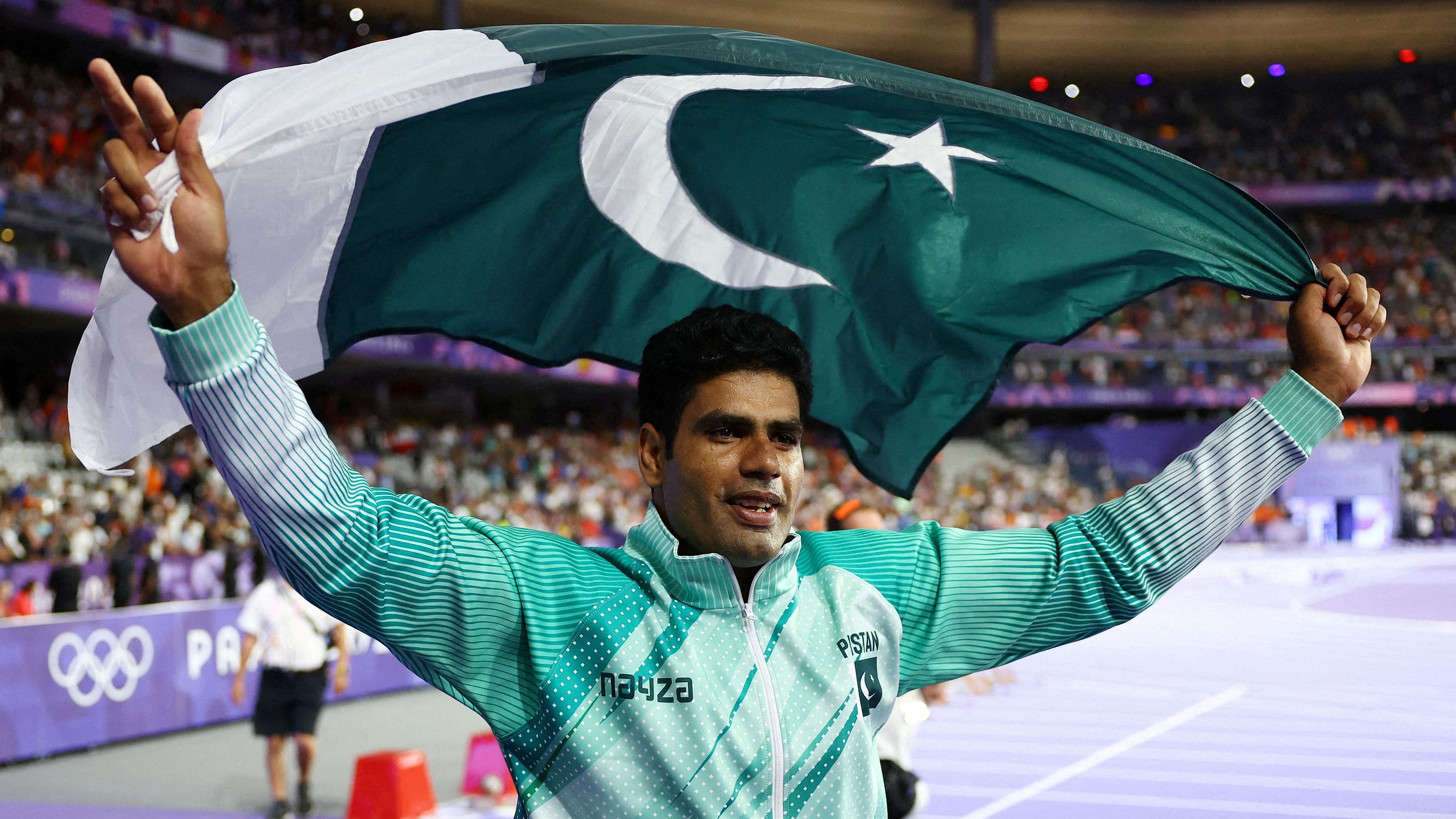 <div class="paragraphs"><p>Gold medallist Arshad Nadeem of Pakistan celebrates.</p></div>